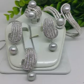 1 SET PERHIASAN MUTIARA ASLI AIR TAWAR BERSERTIFIKAT, LOMBOK PEARL, KADO ULTAH WANITA 1