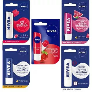 NIVEA Lip Balm Caring Strawberry / Watermelon / Red / Soothe and Protect / Original Care 4.8gr