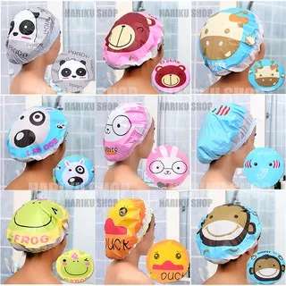 Shower Cap Kartun / Waterproof Elastic Lace Shower Bouffant Hair Bath Cap - X307