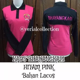 Kaos Bhayangkari Hitam Pink