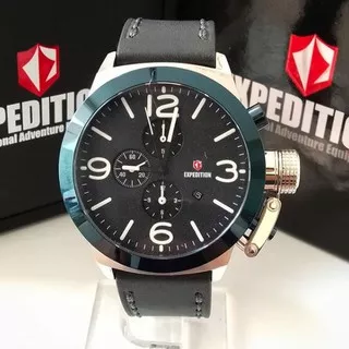 JAM TANGAN PRIA EXPEDITION E 6339 / E6339 SILVER BLUE LEATHER BLACK ORIGINAL