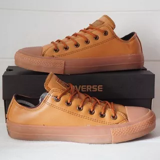 SEPATU CONVERSE ALL STAR KULIT TINGGI / PENDEK PREMIUM COKLAT TUA