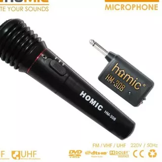 Bagus Mic Wireless Microphone Homic HM 308 Microfon Karaoke tanpa kabel . . . . . `