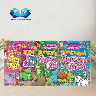 BUKU AKTIVITAS MEWARNAI ANAK TEMA DINOSAURUS & HEWAN ANAK TK PAUD BONUS CRAYON