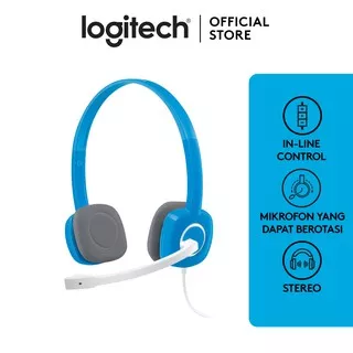 Logitech H150 Stereo Headset dengan Mikrofon Noise-Cancelling dan Dual Plug - Sky Blue