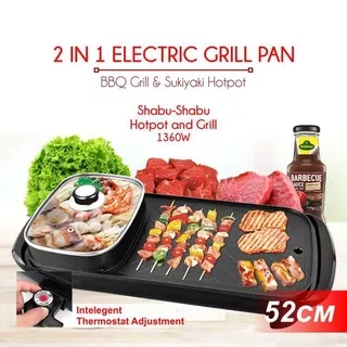 PROMO Alat BBQ Grill Pan Portable 2in1 Barbeque Grill Electric Pan Elektrik Original100%