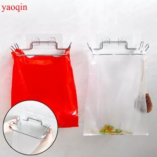 YAOQIN Kitchen Trash Rack Cabinet Door Garbage Bags Holder Stainless Steel Closet Garbage Storage Holder