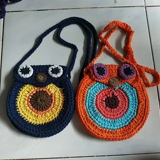 Tas owl selempang / tas rajut / tas anak / slingbag / tas selempang