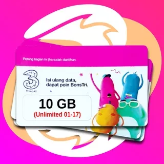 Voucher TRI AON 10 GB + Unlimited (01 - 17) Lokal Sumbar - Voucher Three