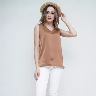 Nikki - grey, brown - Privileged Collection - atasan blouse satin