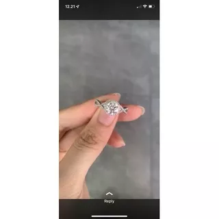 Cincin Tunangan Nikah Kawin Wanita Berlian Moissanite Mewah Awet Tahan lama Emas putih