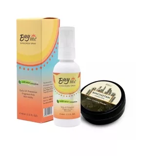 [COD] PAKET BuyMe Sunscreen Spray + BINCHOTAN CHARCOAL POWDER/Sunblock/Sunscreen/Pelindung matahari