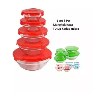 MANGKOK KACA BERANAK / MANGKOK KACA SET ISI 5 - GLASS BOWL SET 5IN1 - Mangkok Susun 1pc isi 5