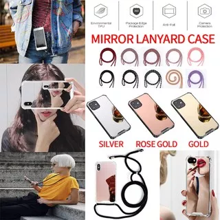 ROSE GOLD Mirror Lanyard Case iPhone 11/11 PRO/11 PRO MAX/XR/XS MAX/X/XS/I8/I8+/I7/I7+/I6/I6+/I6S/I6S+ Fashion TPU+Acrylic Casing Cover