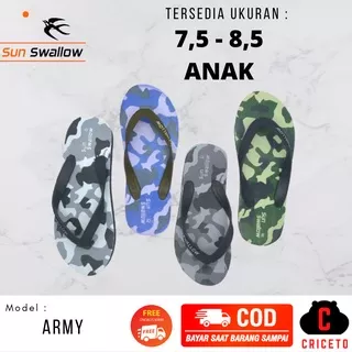 Swallow ARMY KIDS Sandal Jepit Anak Size 7,5-8,5