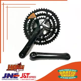 Crankset Crank 3 Susun Shimano Exage 400LX Oval Via Japan Hitam Black