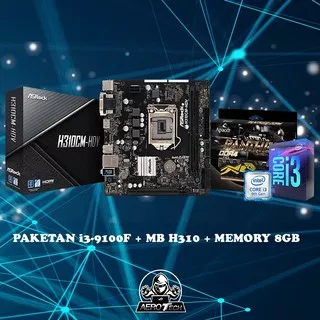 PAKETAN i3 9100F + MB H310 + MEMORY DDR4 8GB 100% ORI TERMANTAP