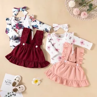 set baby flower overall skirt 0-24 bulan