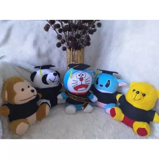 Boneka Mini Wisuda Doraemon Winnie The Pooh Stitch Panda Monyet Kecil