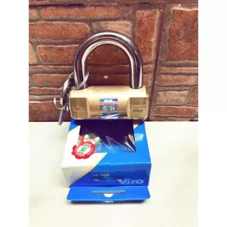 Gembok VIRO Balok 70mm Asli 104 / Kunci Gantung Bulat Kuningan 70 mm / Brass Rectangle Padlock Italy