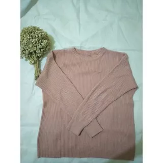 sweater rajut (burgundy & pink) PRELOVED