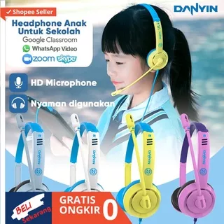 Headset Earphone Headphone Bando Danyin DT-326 Headset Anak Colorful - Blue White Tronik