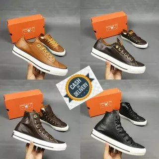 Sepatu Converse Kulit Pria Wanita Tinggi & Pendek. Premium Grade Original Quality Vietnam