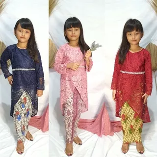 Nusa_Kebaya Setelan Kebaya Anak / Kebaya Brukat Syahrini Anak / Stelan Baju Anak Perempuan Umur