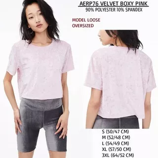 Kaos Crop Top Wanita Murah Aeropostale 76 Velvet Boxy 2 Warna