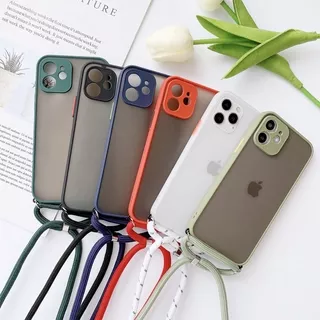 Case iPhone X 6 6S 7 8 Plus XS MAX XR 11 PRO MAX 3D cut Rope Socket Soft Rope Skin Feel 3D Dark Green White Red Lanyard phone case