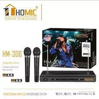 Mic Microphone HOMIC Double Wireless HM-306 HM306 VHF Series