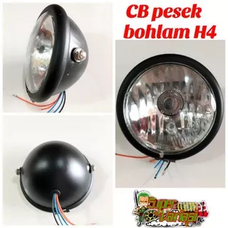 lampu depan cb pesek hitam 6.5 inci reflektor cb pesek hitam lampu jute custom