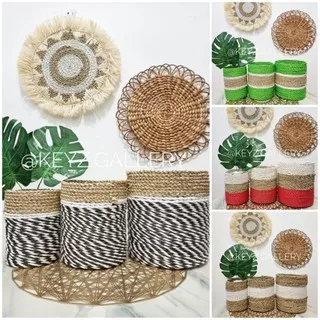 Keranjang Anyaman Bulat/Keranjang Seagrass ISI 3 Pcs/Cover Pot Anyaman/Mini Loly