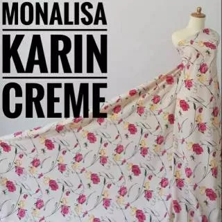 Kain wolfis monalisa motif karin cream/kain monalisa/kain meteran/kain woolpeach (harga ½ meter)
