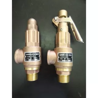Safety Relief Valve Kuningan 3/4 10 kg With Lever Drat Handle Brass KEI