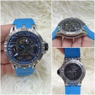 Jam Tangan Pria Roger Dubuis Silver 45mm Tali Karet Blue