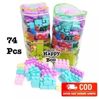 mainan pasang pasang blocks 74 pcs tas blok lego besar kreatif block krb mainan edukasi anak