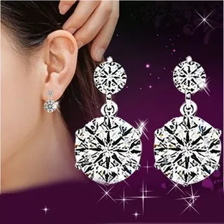 Anting-Anting Perak S925 Perak Perempuan Korea Anting Kembar Lucu Pengiriman S925 Perhiasan Perak Anting-Anting Berlian Kecil ai2-3890