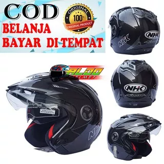 HELM NHK AVIATOR SOLID GUN METAL HELM NHK HALF FACE HELM NHK TERBARU HELM TERLARIS