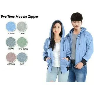 JAKET TWOTONE ZIPPER SIZE M-XXL (PRIA & WANITA)