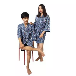 BEST QUALITY KAOS COUPLE AYAH ANAK? BAJU TIDUR KIMONO COUPLE FLOWER PIYAMA PASANGAN SATIN (9O,9P)