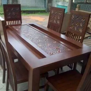 meja makan minimalis+ kaca.mebel jepara,furniture