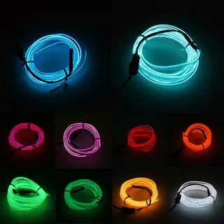 Lampu EL WIRE LED Set Inverter / LED WIRE LED Neon Strip Flexible NEON SET USB/Batre Dengan Inverter Model Sirip