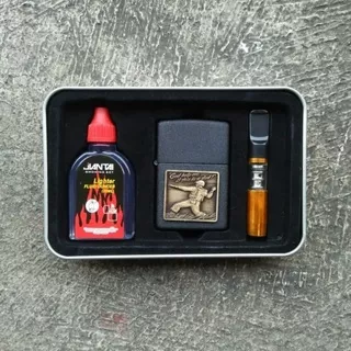 Korek Api Lighter Zippo 1 set Minyak + Pipa Rokok Motif Timbul