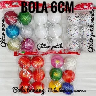 Mainan Natal bola 6cm/ hiasan pohon natal pohon terang/ aksesories natal/ aksesoris