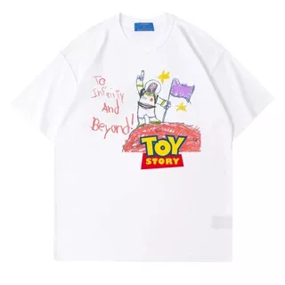 Psycho Crucify Buzz Lightyear to Infinity and Beyond! Oversized T-Shirt | White | Kaos Buzz Lightyear | Toy Story | Kaos Oversize | Vintage | Atasan