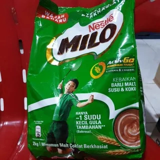 Nestle Milo Activ Go 2kg Milo Refill 2 kg Milo Malaysia Malt coklat berkhasiat susu & koko