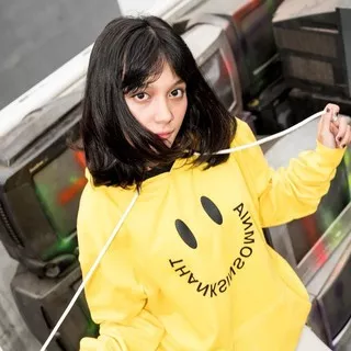 JAKET HOODIE DISTRO THANKSINSOMNIA KUNING SMILE PRIA WANITA