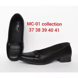 SEPATU PANTOFEL KERJA WANITA HITAM HAK 3CM - SEPATU SEKOLAH WANITA HITAM POLOS - SEPATU PASKIPBRA - SEPATU PASKIP KODE MC-01