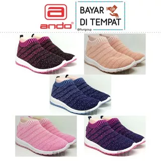 FIURI - ANDO ORIGINAL LENNY 37-40 - SEPATU OLAHRAGA LARI WANITA - SEPATU SEKOLAH - SEPATU ANDO - SEPATU SNEAKERS KULIAH SENAM GYM JOGGING SPORT WANITA - SEPATU CASUAL - SEPATU KNIT RAJUT SLIP ON - FASHION WANITA